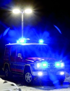 Will-Burt's Night Scan Chief is a roof-mounted, fold-down light tower which requires no interior vehicle space. It is typically used on medium-size rescue, pumper rescue, service and utility vehicles or smaller wrecker vehicles. The Night Scan Chief provides up to 140,000 lumens of scene light and features a self-contained air system (no external air supply needed). Available with all DC (12V/24V DC) operations, the Night Scan Chief does not require a generator or inverter.