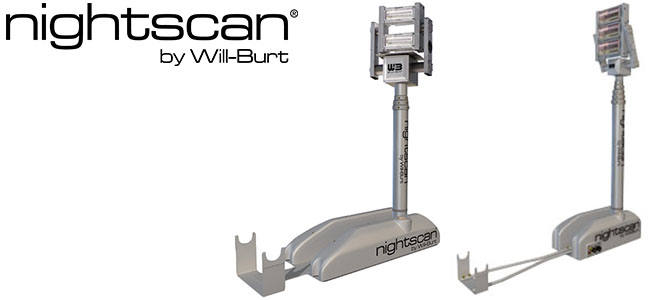 The Night Scan Profiler Light Fixture is a space-saving, scene lighting, roof-mounted unit at only 21 inches wide enabling installation on new or existing Emergency Services vehicles with limited available mounting space. The Night Scan unit is available as either AC or DC powered. DC powered Night Scan units, operating entirely from the vehicle’s standard battery system, enable installation on any existing pumper and other fleet vehicles without a generator.