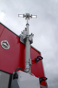 The Night Scan Vertical Complete manufactured by The Will-Burt Company is a vertically mounted light tower which was created to be installed externally to the side or rear of a vehicle, idealy used for elevating lights and/or cameras in smaller vehicles where space is limited.