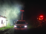 The Nicholas County Division of Homeland Security and Emergency Management team uses a Night Scan 2.3 with four Will-Burt XL160 LED lamps to illuminate the scene in rural West Virginia