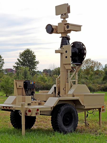 Will-Burt’s Compact Elevation System TLR is a rugged and precise mobile elevation platform that provides rapid deployment of sensors in as little as 30 seconds from a trailer platform