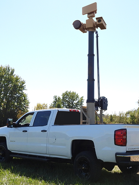 Will-Burt’s Compact Elevation System TRK is a rugged and precise mobile elevation platform that provides rapid deployment of a wide variety of sensors from a compact position in a standard 8’ pickup truck bed.