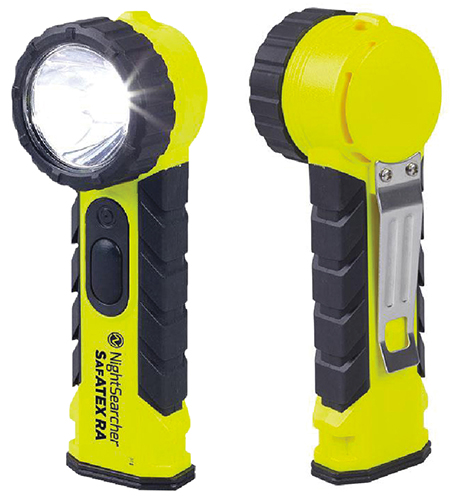 The Safatex hazardous area right angled hand torch with a 951 ft / 290m light beam and 325 lumens